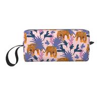 Cozimangoe Makeup Bag, Cosmetic Bag for Padded Travel Pouch Zippered Handle Multi-Purpose Small, School Work Trip Home Storage, Personalized Tigers in The Jungle