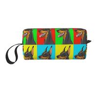 Cozimangoe Makeup Bag, Cosmetic Bag for Padded Travel Pouch Zippered Handle Multi-Purpose Small, School Work Trip Home Storage, Personalized Doberman Pinscher Dogs