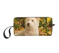 Cozimangoe Makeup Bag, Cosmetic Bag for Padded Travel Pouch Zippered Handle Multi-Purpose Small, School Work Trip Home Storage, Personalized Westie Autumn West Highland White Terrier Dogs