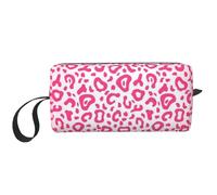 Cozimangoe Makeup Bag, Cosmetic Bag for Padded Travel Pouch Zippered Handle Multi-Purpose Small, School Work Trip Home Storage, Personalized Bright Pink Leopard Skin Pattern