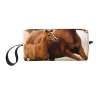 Cozimangoe Makeup Bag, Cosmetic Bag for Padded Travel Pouch Zippered Handle Multi-Purpose Small, School Work Trip Home Storage, Personalized Horses Cubs Two Run