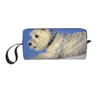Cozimangoe Makeup Bag, Cosmetic Bag for Padded Travel Pouch Zippered Handle Multi-Purpose Small, School Work Trip Home Storage, Personalized Westie Winter West Highland White Terrier Dogs