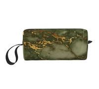 Cozimangoe Makeup Bag, Cosmetic Bag for Padded Travel Pouch Zippered Handle Multi-Purpose Small, School Work Trip Home Storage, Personalized Luxury Green and Gold Marble Parties