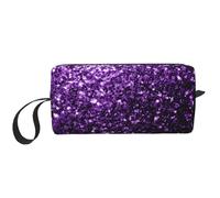 Cozimangoe Makeup Bag, Cosmetic Bag for Padded Travel Pouch Zippered Handle Multi-Purpose Small, School Work Trip Home Storage, Personalized Beautiful Purple Glitter