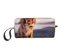 Cozimangoe Makeup Bag, Cosmetic Bag for Padded Travel Pouch Zippered Handle Multi-Purpose Small, School Work Trip Home Storage, Personalized Cavalier King Charles Spaniel Coast Pets Dogs
