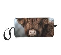 Cozimangoe Makeup Bag, Cosmetic Bag for Padded Travel Pouch Zippered Handle Multi-Purpose Small, School Work Trip Home Storage, Personalized Highland Cow Scottish Wildlife