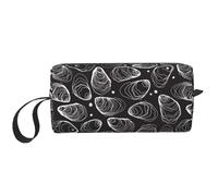 Cozimangoe Makeup Bag, Cosmetic Bag for Padded Travel Pouch Zippered Handle Multi-Purpose Small, School Work Trip Home Storage, Personalized Large Oyster Pearl Hand Drawn Line Nature Oyster