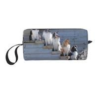 Cozimangoe Makeup Bag, Cosmetic Bag for Padded Travel Pouch Zippered Handle Multi-Purpose Small, School Work Trip Home Storage, Personalized Dogs Border Collie Shetland Sheepdogs Alaskan