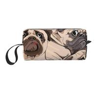 Cozimangoe Makeup Bag, Cosmetic Bag for Padded Travel Pouch Zippered Handle Multi-Purpose Small, School Work Trip Home Storage, Personalized Funny Pug Pattern