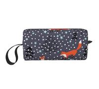 Cozimangoe Makeup Bag, Cosmetic Bag for Padded Travel Pouch Zippered Handle Multi-Purpose Small, School Work Trip Home Storage, Personalized Red Fox in The Night