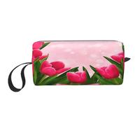 Cozimangoe Makeup Bag, Cosmetic Bag for Padded Travel Pouch Zippered Handle Multi-Purpose Small, School Work Trip Home Storage, Personalized Tulip Art