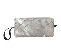 Cozimangoe Makeup Bag, Cosmetic Bag for Padded Travel Pouch Zippered Handle Multi-Purpose Small, School Work Trip Home Storage, Personalized Quatrefoil Moroccan Mother of Pearl