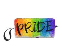 Cozimangoe Makeup Bag, Cosmetic Bag for Padded Travel Pouch Zippered Handle Multi-Purpose Small, School Work Trip Home Storage, Personalized Colorful Watercolor Style Pride Rainbow Heart