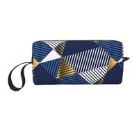 Cozimangoe Makeup Bag, Cosmetic Bag for Padded Travel Pouch Zippered Handle Multi-Purpose Small, School Work Trip Home Storage, Personalized Gold and Blue Luxury Seamless