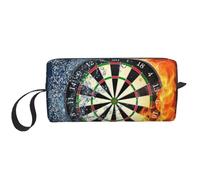 Cozimangoe Makeup Bag, Cosmetic Bag for Padded Travel Pouch Zippered Handle Multi-Purpose Small, School Work Trip Home Storage, Personalized Dart Board Target Ice Fire