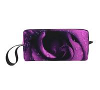 Cozimangoe Makeup Bag, Cosmetic Bag for Padded Travel Pouch Zippered Handle Multi-Purpose Small, School Work Trip Home Storage, Personalized Purple Rose Printed