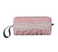 Cozimangoe Makeup Bag, Cosmetic Bag for Padded Travel Pouch Zippered Handle Multi-Purpose Small, School Work Trip Home Storage, Personalized Chic Girly Pink Leopard Animal Print Glitter