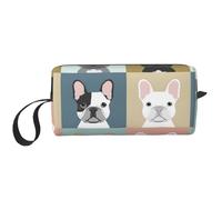 Cozimangoe Makeup Bag, Cosmetic Bag for Padded Travel Pouch Zippered Handle Multi-Purpose Small, School Work Trip Home Storage, French Bulldogs Dog