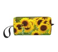 Cozimangoe Makeup Bag, Cosmetic Bag for Padded Travel Pouch Zippered Handle Multi-Purpose Small, School Work Trip Home Storage, Personalized Sunflower Plant Printed