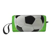 Cozimangoe Makeup Bag, Cosmetic Bag for Padded Travel Pouch Zippered Handle Multi-Purpose Small, School Work Trip Home Storage, Personalized Soccer Football Field