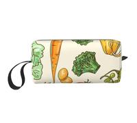 Cozimangoe Makeup Bag, Cosmetic Bag for Padded Travel Pouch Zippered Handle Multi-Purpose Small, School Work Trip Home Storage, Personalized Beautiful Hand Drawn Vegetables