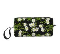 Cozimangoe Makeup Bag, Cosmetic Bag for Padded Travel Pouch Zippered Handle Multi-Purpose Small, School Work Trip Home Storage, Personalized Swiss Alpine Edelweiss Floral