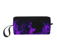 Cozimangoe Makeup Bag, Cosmetic Bag for Padded Travel Pouch Zippered Handle Multi-Purpose Small, School Work Trip Home Storage, Personalized Purple Flame
