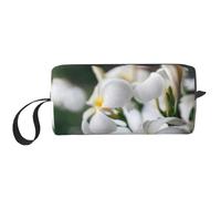 Cozimangoe Makeup Bag, Cosmetic Bag for Padded Travel Pouch Zippered Handle Multi-Purpose Small, School Work Trip Home Storage, Personalized Beautiful White Frangipani Wake Plumeria Flowers