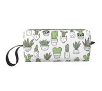 Cozimangoe Makeup Bag, Cosmetic Bag for Padded Travel Pouch Zippered Handle Multi-Purpose Small, School Work Trip Home Storage, Personalized Hand Drawn Cactus Print
