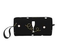 Cozimangoe Makeup Bag, Cosmetic Bag for Padded Travel Pouch Zippered Handle Multi-Purpose Small, School Work Trip Home Storage, Personalized Gilter Red Wine Glass