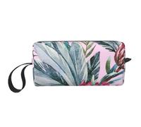 Cozimangoe Makeup Bag, Cosmetic Bag for Padded Travel Pouch Zippered Handle Multi-Purpose Small, School Work Trip Home Storage, Personalized Tropical Protea Pattern