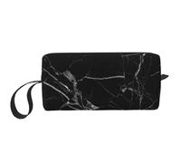 Cozimangoe Makeup Bag, Cosmetic Bag for Padded Travel Pouch Zippered Handle Multi-Purpose Small, School Work Trip Home Storage, Personalized Marble Print Black White