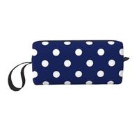 Cozimangoe Makeup Bag, Cosmetic Bag for Padded Travel Pouch Zippered Handle Multi-Purpose Small, School Work Trip Home Storage, Personalized Blue and White Polka Dots