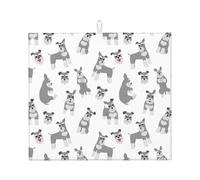 Cozimangoe Miniature Schnauzer Seamless Pattern, Dish Drying Mat, 18x16 Inch Absorbent Microfiber Quick Dry Machine Washable for Dishes Pots Pans Glassware Coffee Bar Under Rack