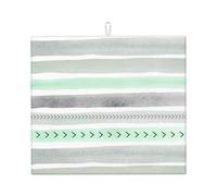 Cozimangoe Mint Green Gray Watercolour Stripes, Dish Drying Mat, 18x16 Inch Absorbent Microfiber Quick Dry Machine Washable for Dishes Pots Pans Glassware Coffee Bar Under Rack