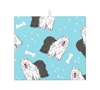 Cozimangoe Old English Sheepdog Pattern, Dish Drying Mat, 18x16 Inch Absorbent Microfiber Quick Dry Machine Washable for Dishes Pots Pans Glassware Coffee Bar Under Rack