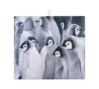 Cozimangoe Penguin in The Snow, Dish Drying Mat, 18x16 Inch Absorbent Microfiber Quick Dry Machine Washable for Dishes Pots Pans Glassware Coffee Bar Under Rack