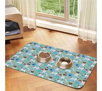 Cozimangoe Pet Food Mat, 17.72 x 11.81in Fast Drying Dog Bowl Mat Rubber Backing Scratch Resistant PU, Minimizes Spills on Hardwood Floors, Jack Russell Dog Toys Jack Russells Lovers