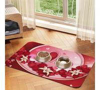 Cozimangoe Pet Food Mat, 17.72 x 11.81in Fast Drying Dog Bowl Mat Rubber Backing Scratch Resistant PU, Minimizes Spills on Hardwood Floors, Happy Valentine's Day (1)