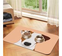 Cozimangoe Pet Food Mat, 17.72 x 11.81in Fast Drying Dog Bowl Mat Rubber Backing Scratch Resistant PU, Minimizes Spills on Hardwood Floors, Jack Russell Terrier Dog