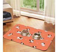 Cozimangoe Pet Food Mat, 23.62 x 15.75in Fast Drying Dog Bowl Mat Rubber Backing Scratch Resistant PU, Minimizes Spills on Hardwood Floors, Cartoon Jack Russell Terrier