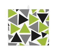 Cozimangoe Random Triangles Lime Green Gray Black On White, Dish Drying Mat, 18x16 Inch Absorbent Microfiber Quick Dry Machine Washable for Dishes Pots Pans Glassware Coffee Bar Under Rack