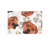 Cozimangoe Rhodesian Ridgeback With Love, Placemats 4 Set, 12x18 Inch Heat Resistant Washable Place Mats for Table Scalloped Edges Decorative, Kitchen Dining Wedding