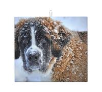 Cozimangoe Saint Bernard Dog, Dish Drying Mat, 18x16 Inch Absorbent Microfiber Quick Dry Machine Washable for Dishes Pots Pans Glassware Coffee Bar Under Rack