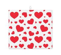 Cozimangoe Scattered Heart, Dish Drying Mat, 18x16 Inch Absorbent Microfiber Quick Dry Machine Washable for Dishes Pots Pans Glassware Coffee Bar Under Rack