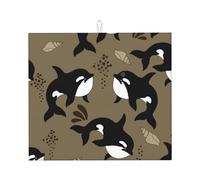 Cozimangoe Sea Life Whale Funny Big Fish Animal, Dish Drying Mat, 18x16 Inch Absorbent Microfiber Quick Dry Machine Washable for Dishes Pots Pans Glassware Coffee Bar Under Rack