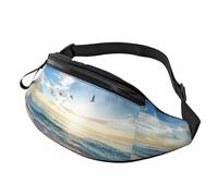 Cozimangoe Seagull Sea Blue Sky White Clouds, Waist Bag, Women Men Travel Essentials Earphone Hole Belt Bag with Adjustable Strap Bum Bag, for Travel Hiking Running Cycling Concert