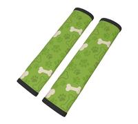 Cozimangoe Seat Belt Pads, 2 Pack SeatBelt Cover Shoulder Protector Soft Cushion for Car Backpack Camera Strap Luggage, Personalized Green Dog Paws Bones