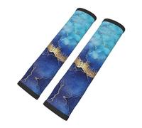 Cozimangoe Seat Belt Pads, 2 Pack SeatBelt Cover Shoulder Protector Soft Cushion for Car Backpack Camera Strap Luggage, Personalized Blue Marble Abstract Gold