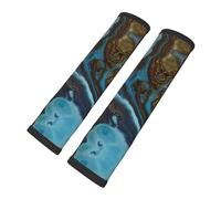Cozimangoe Seat Belt Pads, 2 Pack SeatBelt Cover Shoulder Protector Soft Cushion for Car Backpack Camera Strap Luggage, Personalized Abstract Liquid Marble Blue Golden